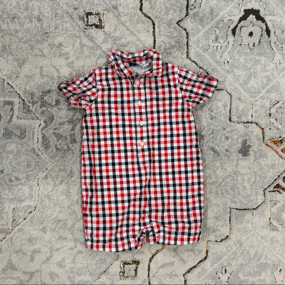 Janie and Jack plaid summer romper, 6-12 months